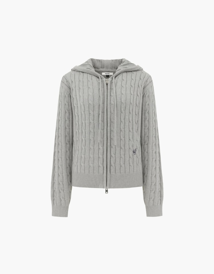 cable hood zip-up - gray