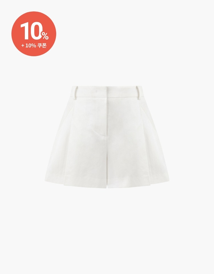 tucked cotton shorts - white
