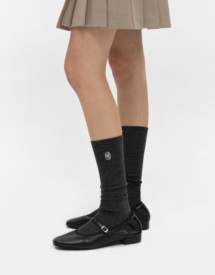 wool knee socks - charcoal