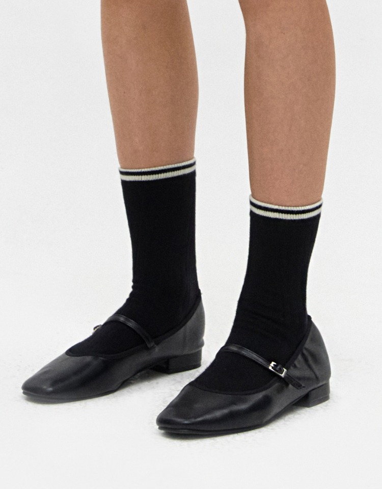 logo stripe socks - black
