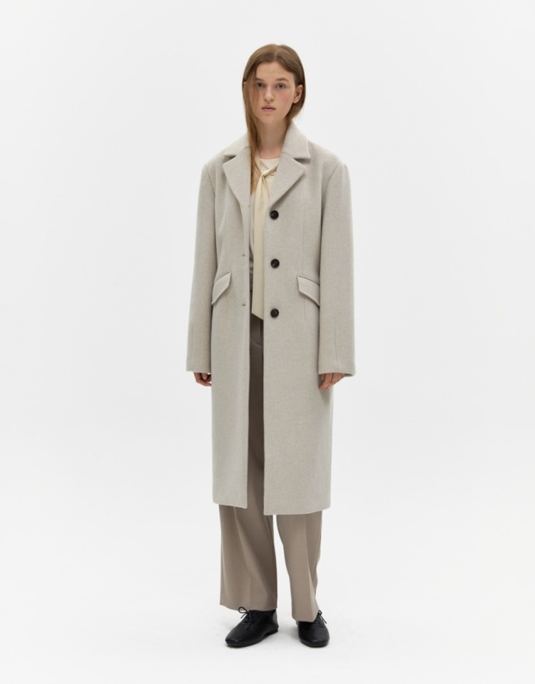 [남상지 착용]cashmere single coat - melange beige