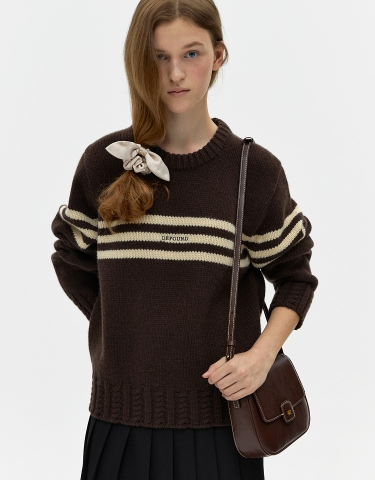 dpwd cable rib pullover - brown