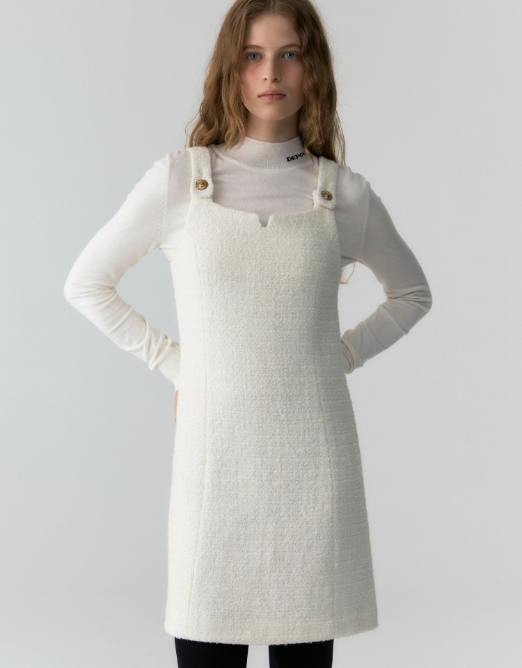 [송해나 착용]button sleeveless dress - ivory