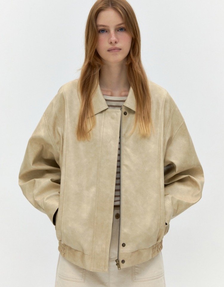 leather jacket - light beige