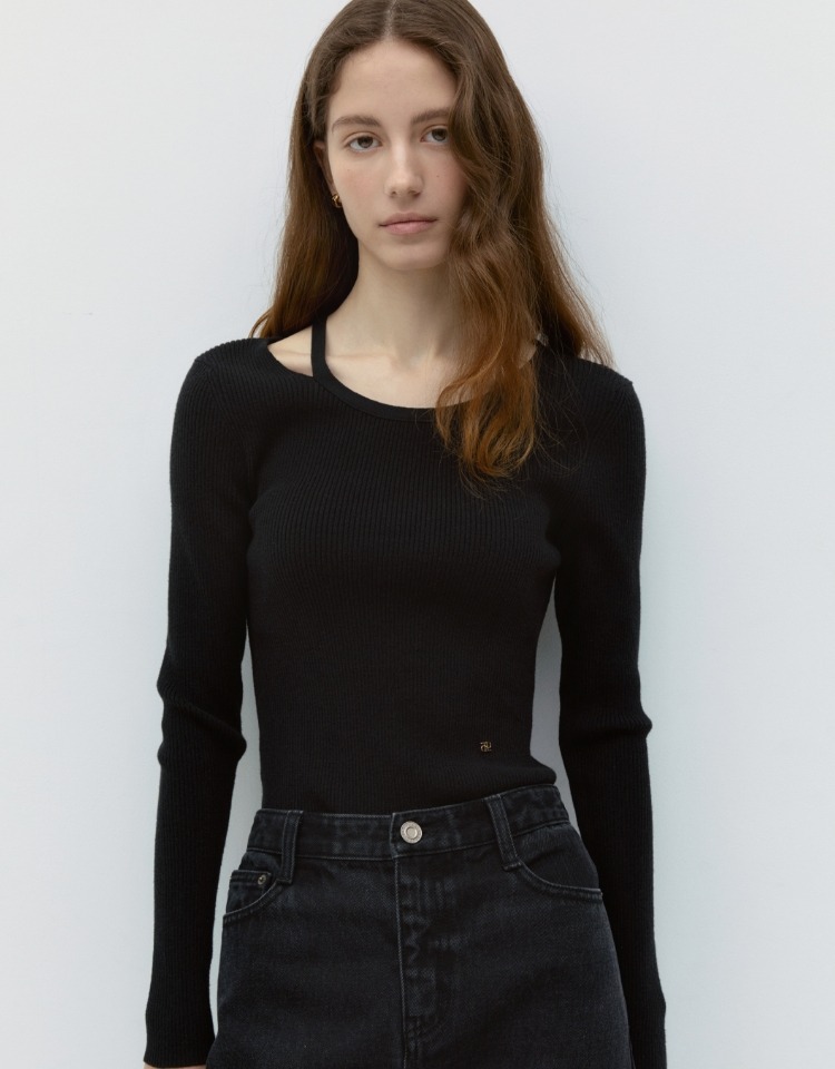 strap pullover - black