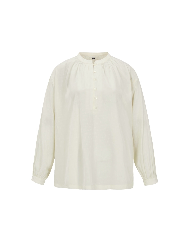daisy jacquard shirring blouse (ivory)