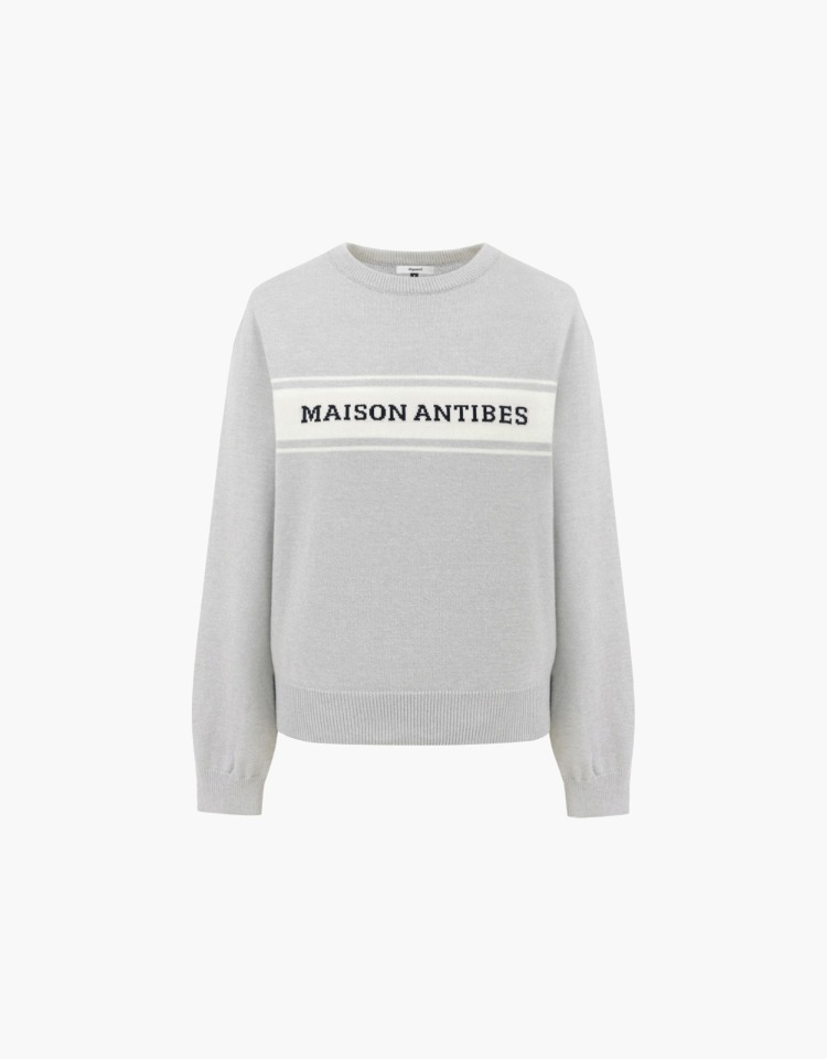 lettering long sleeve pullover - gray