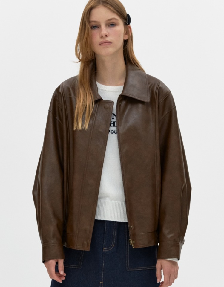 leather jacket - brown