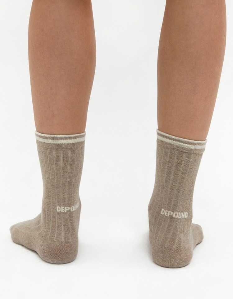 logo stripe socks - melange brown