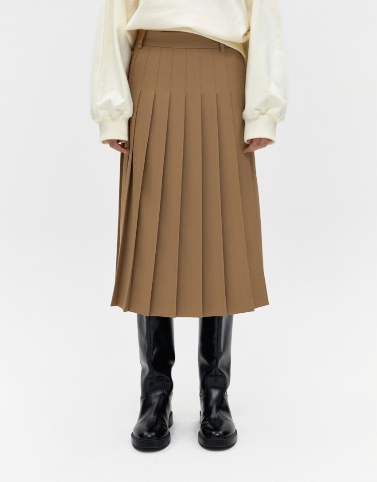 [이달의 소녀 이브 착용]pleats midi skirt - beige