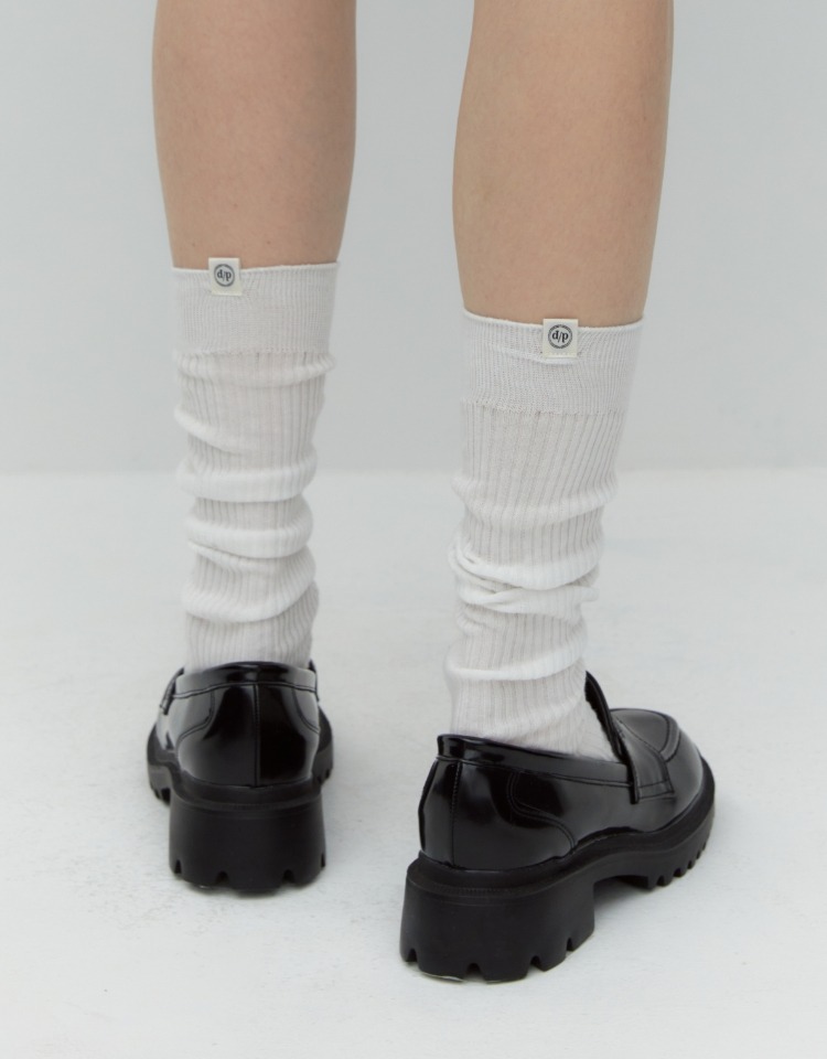 cotton rib knee socks - off white