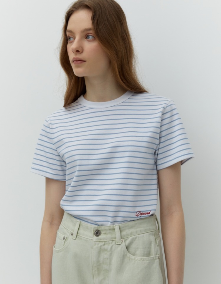 logo stripe t-shirt - blue stripe