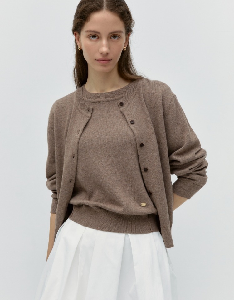 cotton cashmere cardigan - brown