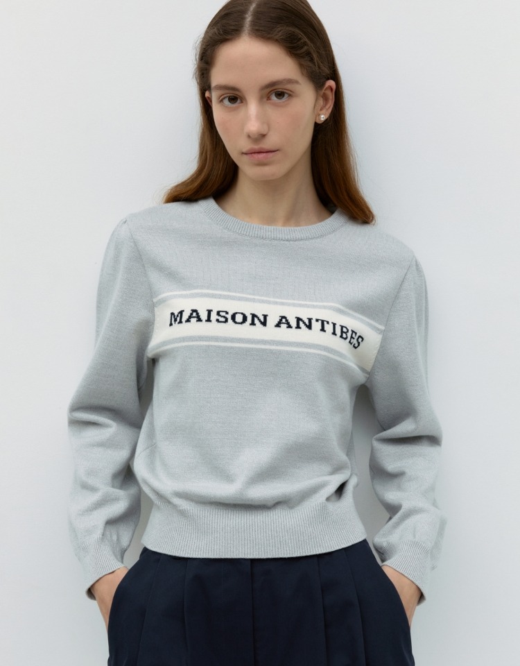 lettering long sleeve pullover - gray