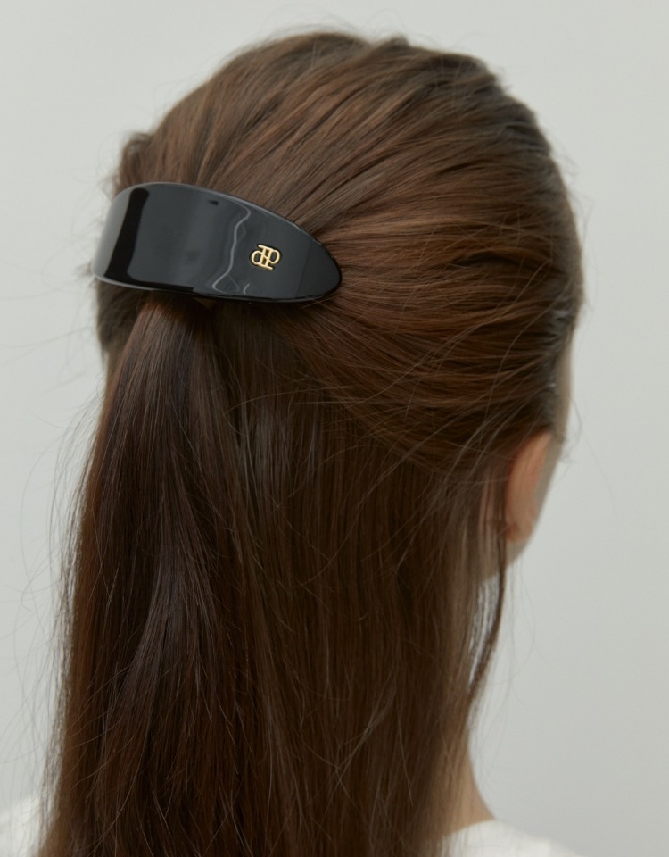 oval cellulose hair pin - black