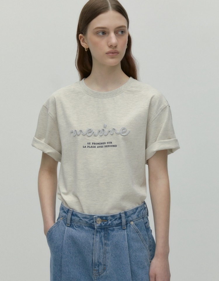 handle embroidery t-shirt - oatmeal