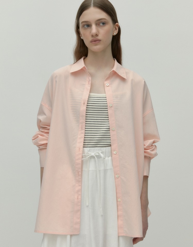 [10% 할인+10% 쿠폰]overfit stripe shirt - pink